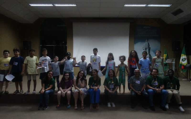 Ensaio geral das crianças participantes do Férias do CM no dia 10 de Janeiro. O momento fui realizado no Auditório da Sefaz, localizado na Sede III do Fisco Estadual.